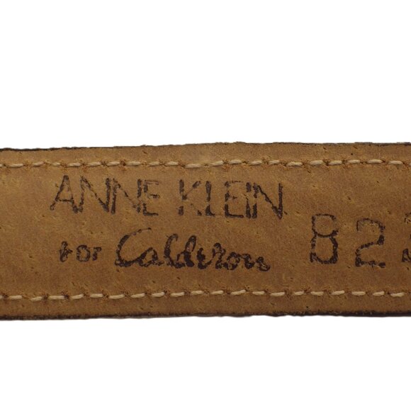 Vintage Anne Klein Leather Snakeskin Print Brown Skinny Belt - Picture 3 of 5